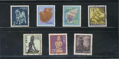 JAPAN 1989 NATIONAL TREASURE PLANTS & ANIMALS SERIES COMP. SET OF 7 STAMPS USED - Image 1 of 4