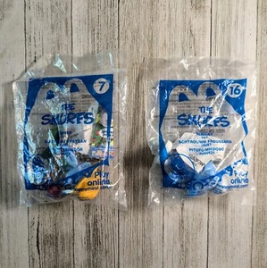 McDonald’s Happy Meal Smurf Figure Lot of 2 Toys Farmer & Panicky Smurf - Picture 1 of 8