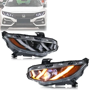 LED Headlights for Honda Civic 2016-2021 10th Gen Front Lamps Pair Assembly - Picture 1 of 5