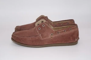 John Varvatos Laceless Boat Shoes Size 12M Suede Burgundy  - Picture 1 of 9