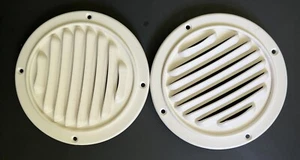 Two Vents 4” Off White Soffit Vent  Round Air Vent Louver Marine Battery Vents - Picture 1 of 6
