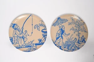 Thomas Paul Melamine Set Of 8 Hong Kong Gardens Cobalt Blue Dinner Plates 11" - Picture 1 of 2