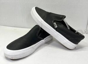 Vans Classic Perf Leather Black Slip On Skateboard Men's Sz 4.5 Women’s 6 - Picture 1 of 14