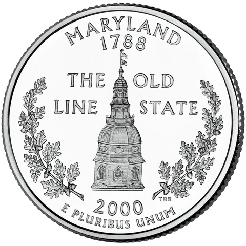 2000 P Maryland State Quarter.  Uncirculated From US Mint roll Cover