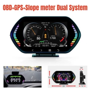 OBD2+GPS Gauge Car Digital Head Up Display Speedometer Turbo RPM Alarm Temp Kit - Bild 1 von 12