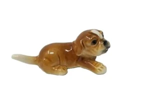 Vintage Goebel Miniature Boxer Dog Porcelain Figurine Brown Puppy West Germany - Picture 1 of 7