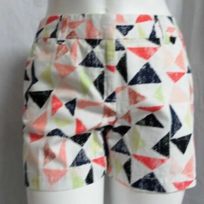 LOFT WHITE MULTICOLOR GEO SUMMER WALKING CASUAL SHORTS SIZE: 4 NWT - Image 1 of 3