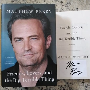 Matthew Perry SIGNIERTE Karte Autobio TV Film Schauspieler Freunde Kämpfe Fotos HC/DJ - Bild 1 von 12
