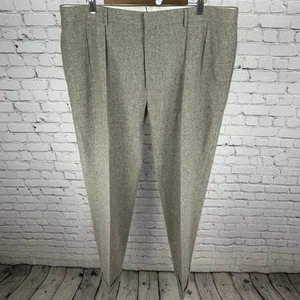 Polo Ralph Lauren Grey Wool Cashmere Pleated Cuffed Pants Italy Made Size 40x33 - Picture 1 of 15
