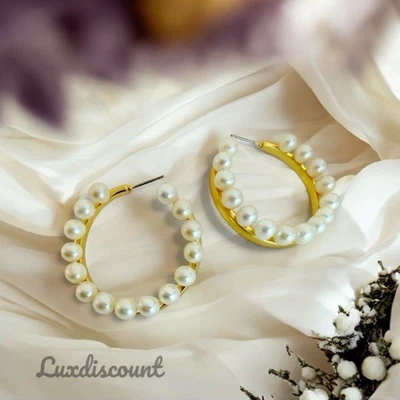 Pendientes de aro Gringe Tory Burch de agua dulce peals. Venta al por menor $178 Foto 1 de 4