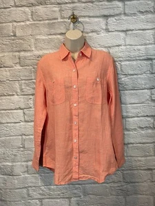 Camicia donna Tommy Bahama due palme 100% lino arancione con bottoni L/S taglia small - Foto 1 di 7