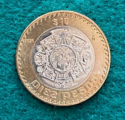 MEXICO COIN $10 PESOS 2024 Aztec Calendar uncirc. - Image 1 of 2