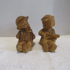 Vintage Coventry Ware Buchstützen Junge spielt Akkordeon Mädchen spielt Mandoline - Bild 1 von 8