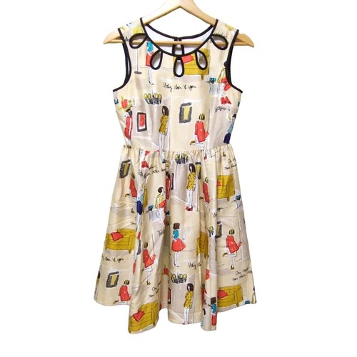 Auth Kate Spade Abito da donna multi beige rosso