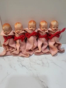 VINTAGE 1930er ERA Dionne Quintuplets PUPPEN 5 KLEINE SCHÖNHEITEN JAPAN SELTEN - Bild 1 von 14