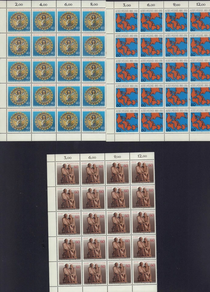 GERMANY 1980 BERLIN FULL BLOCK OF 20 SC# 9N451, 9N453-9N454 PRUSSIAN MUSEUM - Image 1 of 1