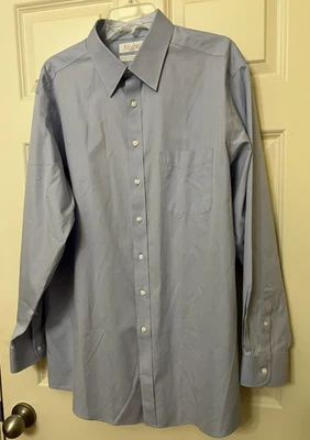 Camisa Roundtree Yorke Etiqueta Dorada Para Hombre 17-35 Azul 100% Algodón Pinpoint Nueva Foto 1 de 4