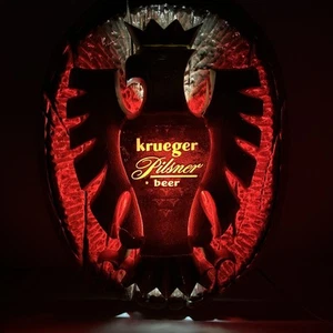 Vintage Krueger Pilsner Beer Eagle Sign 28" Tall LIGHTS UP Gold BAR DECORATION - Picture 1 of 20
