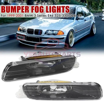 Pair Front Bumper Fog Light For 1999-2001 BMW E46 3Series 323i 325i 328i 330i 4D — 第 1/4 张图片