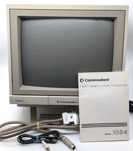 Commodore 1084-P Monitor + Verpackung💎TOP💎RGB/CRT 14" für Amiga C64 SNES🔥 - Afbeelding 1 van 14