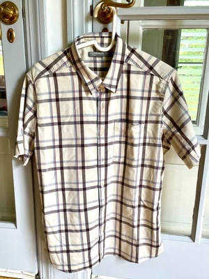 Camisa rompehielos para hombre mediana mezcla de lana merino manga corta bolsillo a cuadros Foto 1 de 4