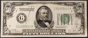 Series of 1928 A $50 Federal Reserve Note, Chicago! Fr. #2101-G. - Picture 1 of 4