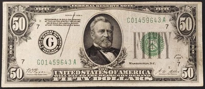 Series of 1928 A $50 Federal Reserve Note, Chicago! Fr. #2101-G. - Image 1 of 4