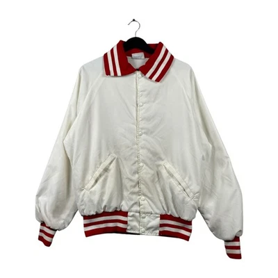 Chaqueta cortavientos vintage Harvard Clothing Illinois State Light blanca grande Foto 1 de 4