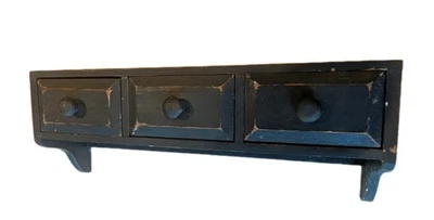 风化厨房置物架带三个抽屉和壁挂蓝色 — 第 1/3 张图片