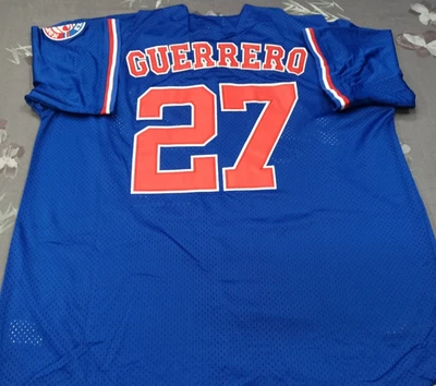 VINTAGE Vladimir Guerrero #27 Expos Throwback Royal Mesh Sewn Stitched Jersey. - Image 1 of 4