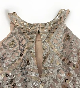Vestido City Triángulos Oro Rosa Lentejuelas Gatsby Vacaciones Año Nuevo Brillante Baile de graduación L - Imagen 1 de 13