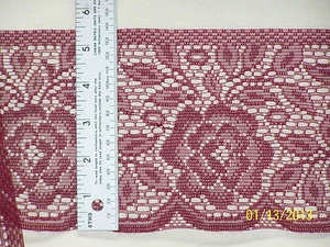 Borde de encaje - encaje plano de 5,5"w - diseño floral - vino - borgoña - Imagen 1 de 1