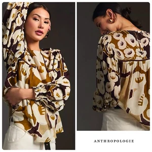 Blusa Floral Marrón Bl-nk London x Anthropologie MIRANDA PEASANT Talla XS NUEVA CON ETIQUETAS - Imagen 1 de 12