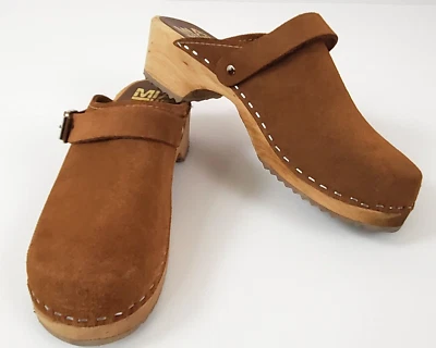 Zuecos suecos con hebilla de madera MIA Alma 1976 talla 36 cuero gamuza marrón Foto 1 de 4