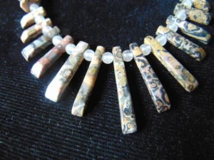 Older polished stone necklace- 16" long- bottom 5" are long, thin pieces - Picture 1 of 3