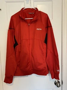 Mitre Mens Track Jacket Size Large Full Zip Red - Picture 1 of 8