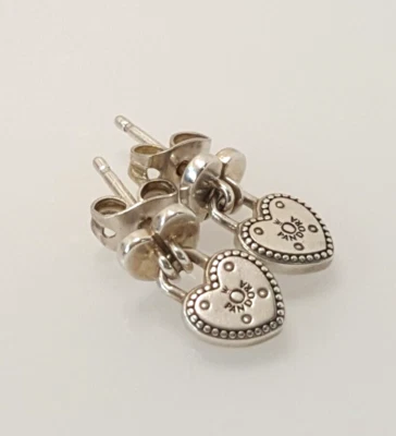 Genuine Pandora Rare Love Lock Stud Dangle Earrings 925 Solid Silver #21744 - Image 1 of 4