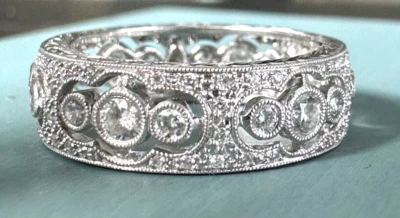 Beverley K ~ 14K White Gold .84 TCW Diamond Encrusted ETERNITY Band Ring NEW $4K - Image 1 of 4