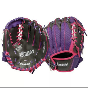 Franklin Fielding Glove with Ball  Teeball Right Hand Throw Pink/purple/gray 9.5