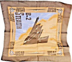 United States Air Force Vtg B-2 Stealth Bomber Scenic Black USAF Handkerchief - Picture 1 of 2
