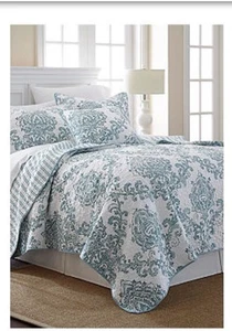 Elise & James Annecy Damask Seaglass FULL QUEEN QUILT 88x92 New MSRP $110 - Picture 1 of 7