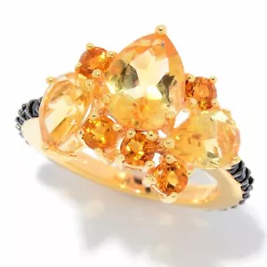 Anello Meher's Jewelry 4,59 ctw oro multitaglio CITRINO e zirconi bianchi SS - Foto 1 di 5