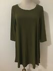 Leith Crewneck Trapeze Tunic Top Olive Size S