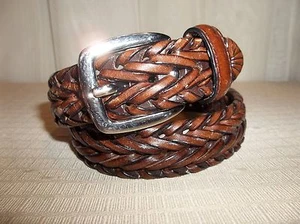LACED BRAIDED Brown SYTHETIC Leather BELT Boy's Size SMALL 22-24 - Picture 1 of 5