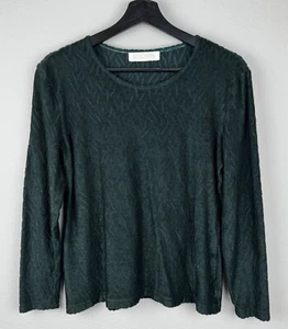 Escada Margaretha Ley Top Damen Größe 38? Grüne Langarm Samt Ausbrenner Fee - Bild 1 von 7