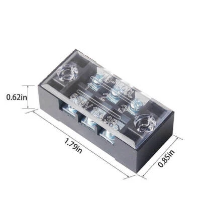 5pcs Screw Barrier Terminal Block Strip 600V 15A Dual Row 3-Position with Cover - Image 1 of 4