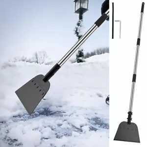 Flat Snow Shovel Garden Cleaning Scraper Adjustable Length Ice Scraper Tool - Picture 1 of 11