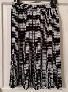 Hi There Karen Walker Anthropologie Black White Striped Pleated Midi Skirt 6 M - Picture 1 of 5