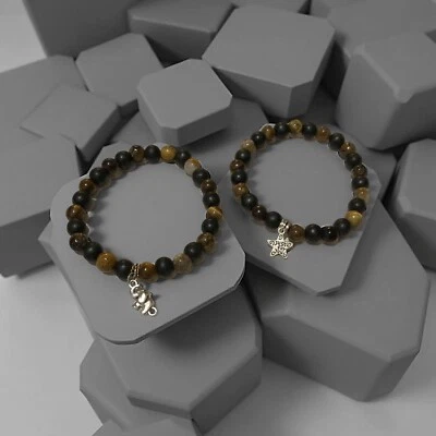 2 set Brown and black agate bead handmade male bracelet - Image 1 of 4
