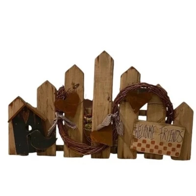 Rustic Wooden Picket Fence Welcome Sign Brown, - Image 1 of 4